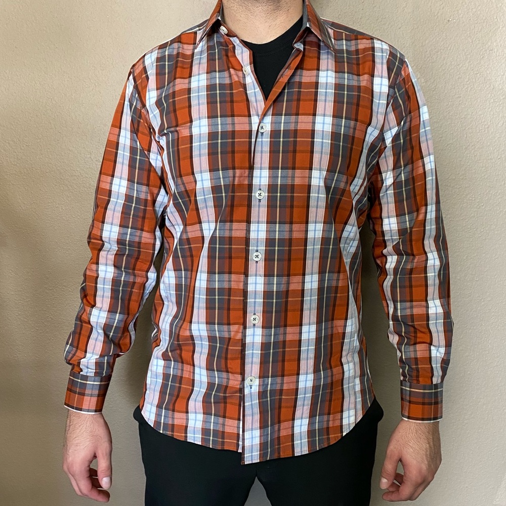 Jared Lang Men's Plaid Button Up Dress Shirt NWT
